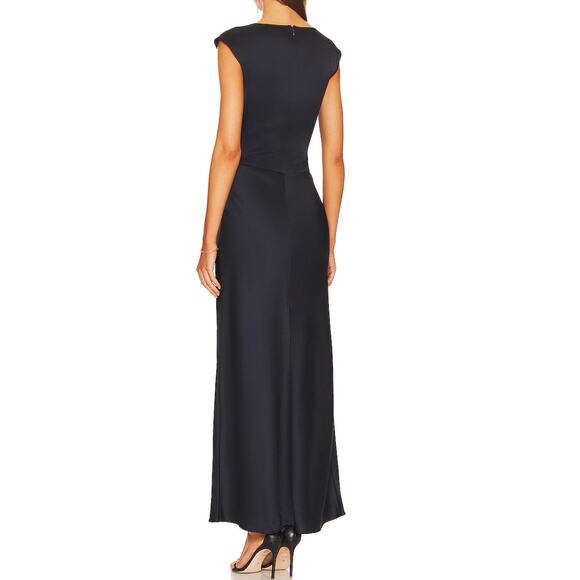 Revolve Bec + Bridge Kimberly Deep V Navy black trim Maxi Formal Dress Sz 4 NEW - Picture 3 of 6